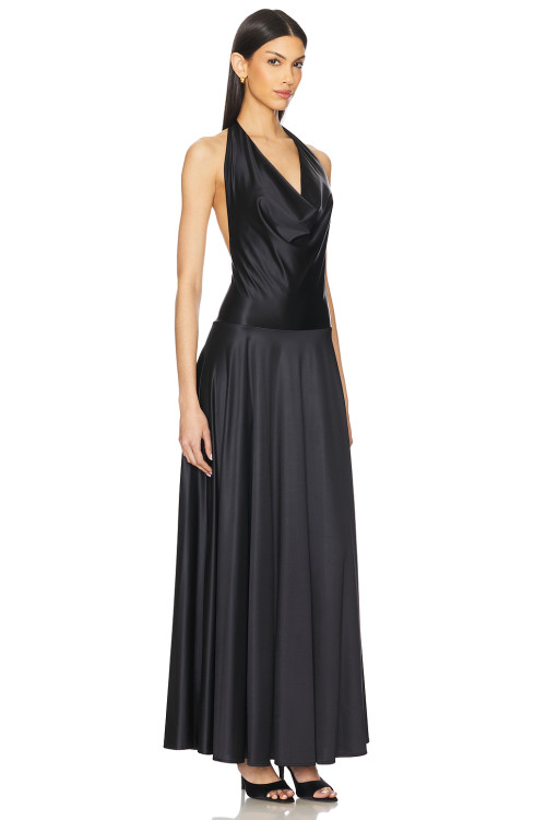 Open back High quality Sleeveless Hot sale Sexy Woman's Halter neckline Long Dress