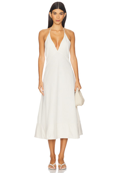 New fashion Romantic Charming Halter V neckline Open back Lovely Woman's Midi Dress