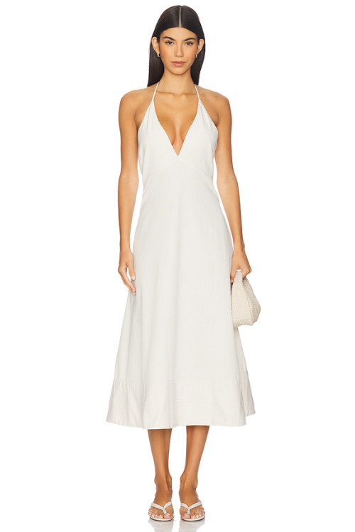 New fashion Romantic Charming Halter V neckline Open back Lovely Woman's Midi Dress