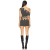 One shoulder Asymmetrical cutouts Metallic eyelets Bodycon Cut out Woman's Mini Dress