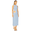 Sleeveless Heart shaped cutouts White detailing High neckline Side slit Woman's Midi Dress