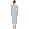Sleeveless Heart shaped cutouts White detailing High neckline Side slit Woman's Midi Dress
