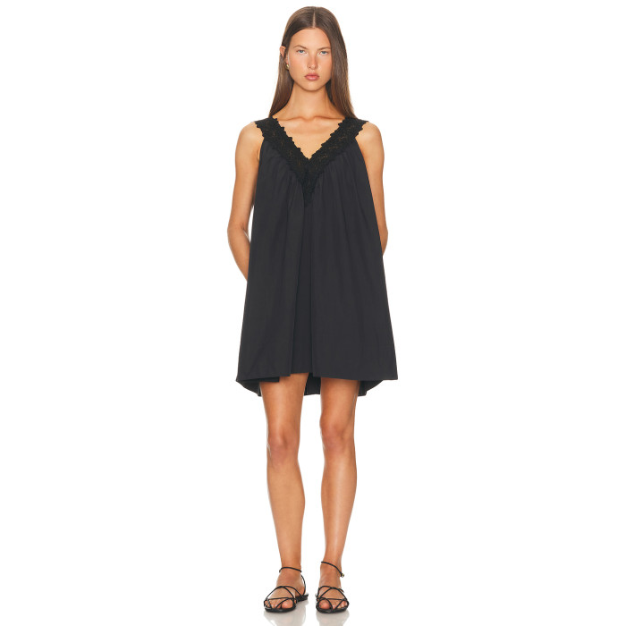 New fashion Lace shoulder strap High quality V neckline Sleeveless Woman's Mini Dress