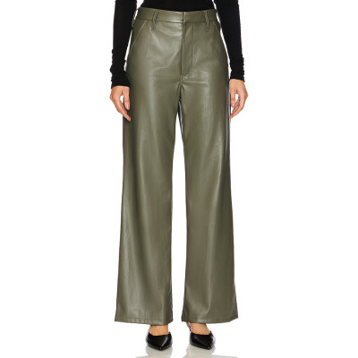 Fashionable High waisted Straight legged Leather Sleek Edgy Chic Modern Woman's Pants