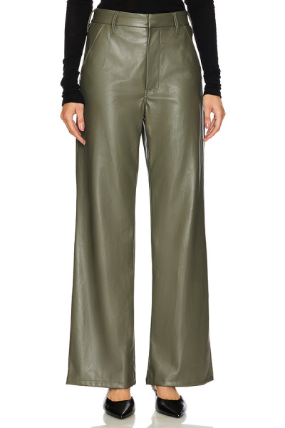 Fashionable High waisted Straight legged Leather Sleek Edgy Chic Modern Woman's Pants