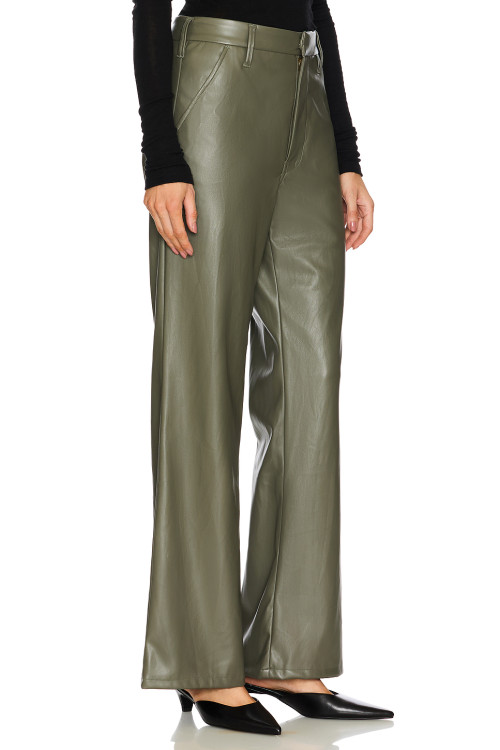 Fashionable High waisted Straight legged Leather Sleek Edgy Chic Modern Woman's Pants