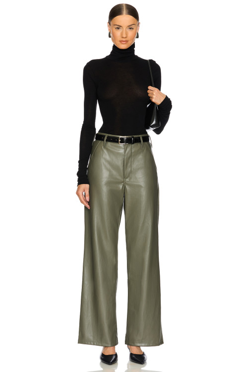 Fashionable High waisted Straight legged Leather Sleek Edgy Chic Modern Woman's Pants