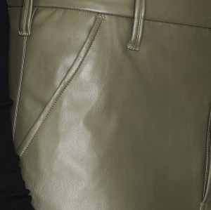 Fashionable High waisted Straight legged Leather Sleek Edgy Chic Modern Woman's Pants