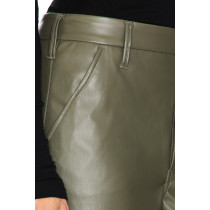 Fashionable High waisted Straight legged Leather Sleek Edgy Chic Modern Woman's Pants