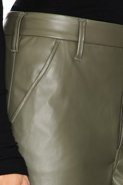 Fashionable High waisted Straight legged Leather Sleek Edgy Chic Modern Woman's Pants
