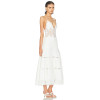 Spaghetti Open back Fitted Flared Elegant Minimalist Plunging V neckline Woman's Midi Lace Dress