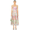 Floral printed Side slit Backless Sleeveless Lightweight Elegant Woman's Midi Dress
