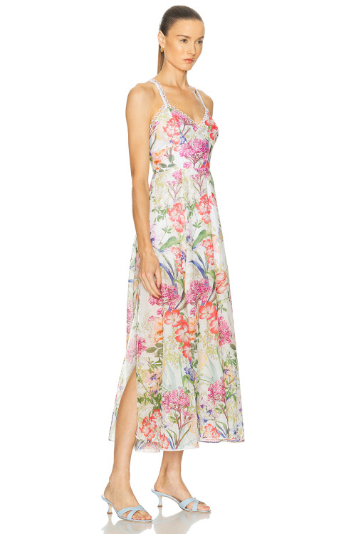 Floral printed Side slit Backless Sleeveless Lightweight Elegant Woman's Midi Dress