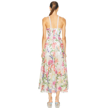 Floral printed Side slit Backless Sleeveless Lightweight Elegant Woman's Midi Dress