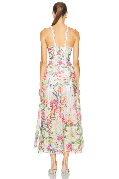 Floral printed Side slit Backless Sleeveless Lightweight Elegant Woman's Midi Dress
