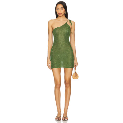 New fashion One shoulder Backless Transparency Bodycon High quality Woman's Mini Dress