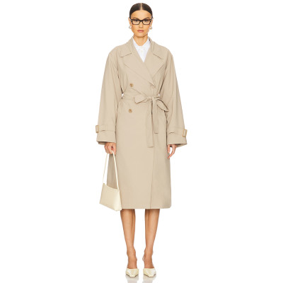 Elegant Notched collar Double breasted Polished Customized Woman's Trench coat