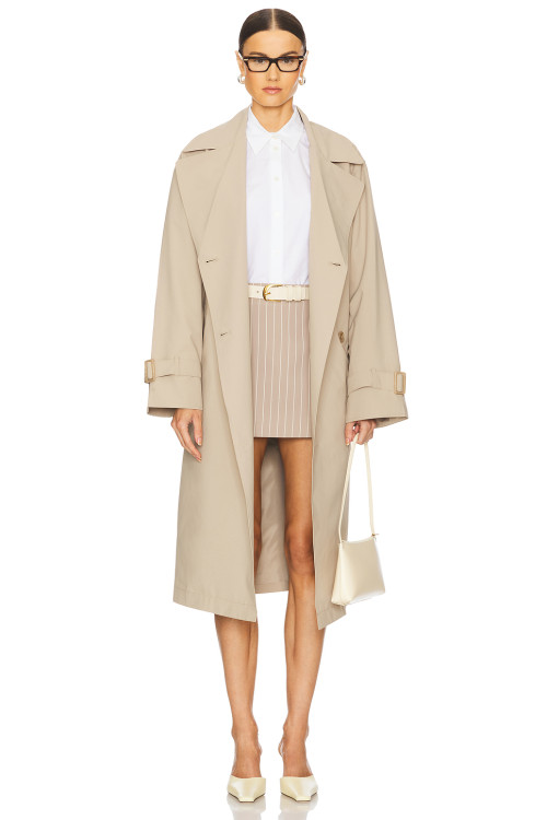 Elegant Notched collar Double breasted Polished Customized Woman's Trench coat