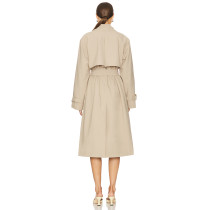 Elegant Notched collar Double breasted Polished Customized Woman's Trench coat