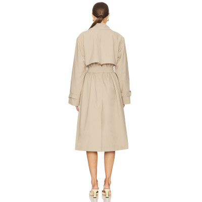 Elegant Notched collar Double breasted Polished Customized Woman's Trench coat