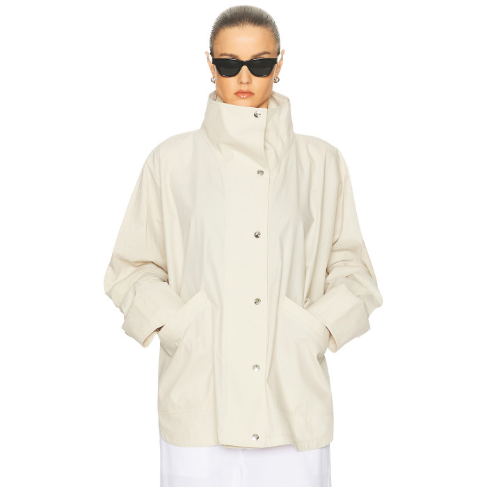 Loose fitting Convertible collar Dropped shoulders Wide sleeves Relaxed Woman's Jackets