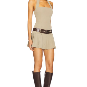 Sexy High quality Elegant Halter neckline Backless Sleeveless Woman's Mini Dress