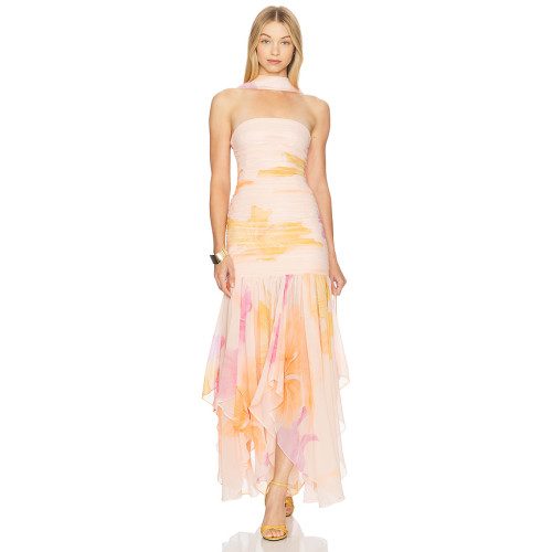 Sleeveless High quality Charming Elegant Halter neckline beautiful Woman's Long Dress