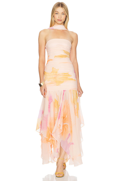 Sleeveless High quality Charming Elegant Halter neckline beautiful Woman's Long Dress