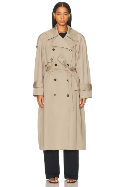 High quality Wide lapels Double breasted Oversized Chic Casual Woman's Trench Coat