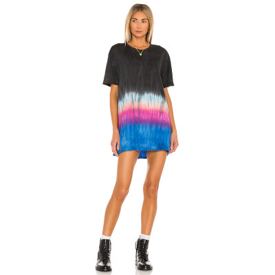 Tie dye High quality Casual Elegant Round neckline Hot sale Customized Woman's Mini Dress