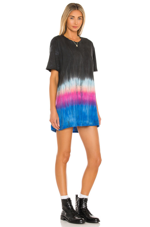 Tie dye High quality Casual Elegant Round neckline Hot sale Customized Woman's Mini Dress