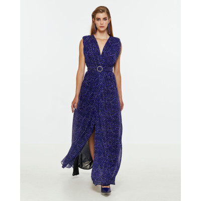 Sexy Purple V neckline Sleeveless Side slit Elegant High quality Woman's Long Dress