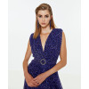 Sexy Purple V neckline Sleeveless Side slit Elegant High quality Woman's Long Dress