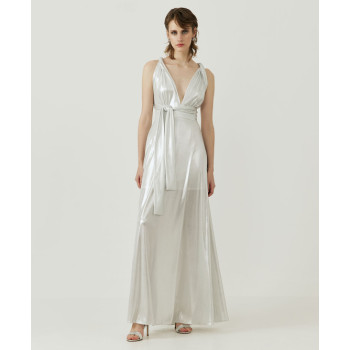 China manufactory Halter neckline Open back Elastic waist Regular fit Woman's Maxi Dress