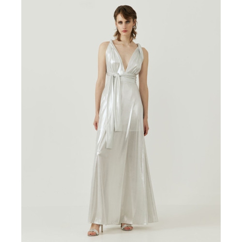 High quality Halter neckline Open back Elastic waist Regular fit Woman's Maxi Dress