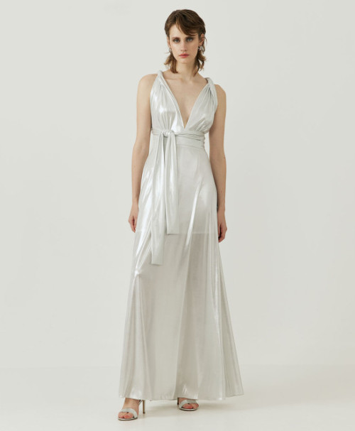 High quality Halter neckline Open back Elastic waist Regular fit Woman's Maxi Dress
