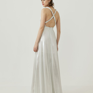 High quality Halter neckline Open back Elastic waist Regular fit Woman's Maxi Dress