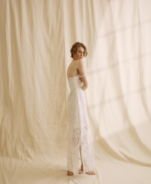 Open back Adjustable straps Side slit Distinctive embroidery pattern Woman's Long Dress