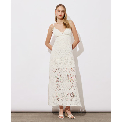 Open back Adjustable straps Side slit Distinctive embroidery pattern Woman's Long Dress