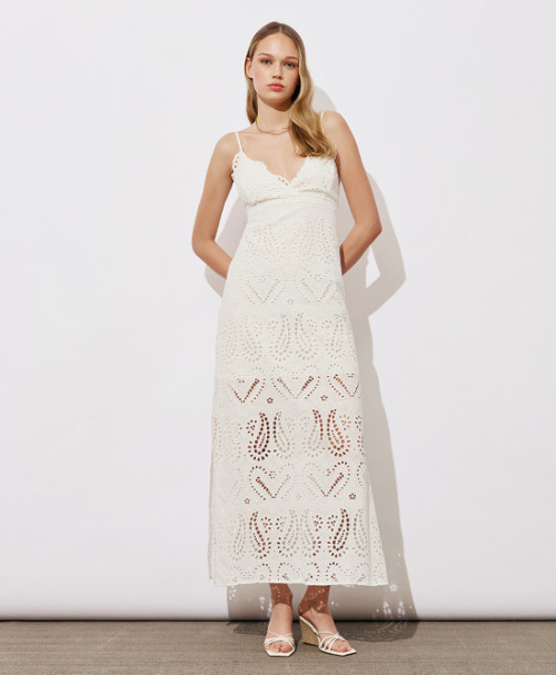 Open back Adjustable straps Side slit Distinctive embroidery pattern Woman's Long Dress