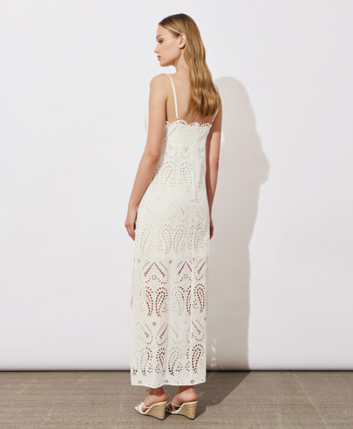 Open back Adjustable straps Side slit Distinctive embroidery pattern Woman's Long Dress