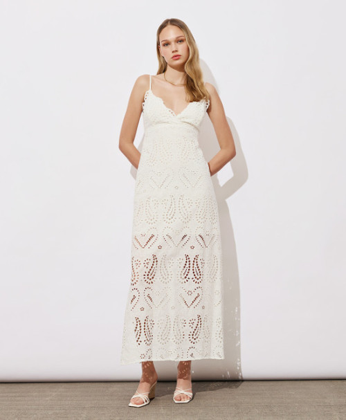 Open back Adjustable straps Side slit Distinctive embroidery pattern Woman's Long Dress