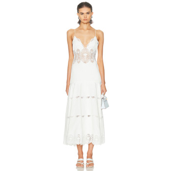 Spaghetti strap V neckline Backless Sleeveless Exquisite High quality Woman's Lace Dress
