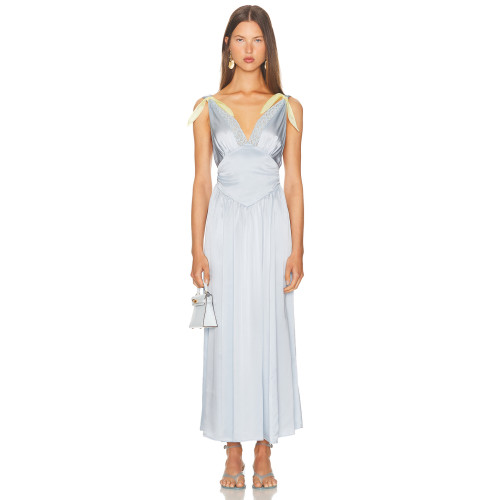 V neckline High quality Sleeveless Sexy Party Style Open back Woman's Long Dress