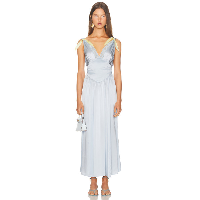 V neckline High quality Sleeveless Sexy Party Style Open back Woman's Long Dress