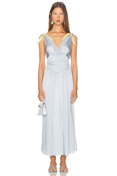 V neckline High quality Sleeveless Sexy Party Style Open back Woman's Long Dress