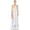 China Manufactory Victorian Blue Halter neckline Backless Delicate print High quality  Woman's Maxi Dress