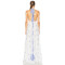 China Manufactory Victorian Blue Halter neckline Backless Delicate print High quality  Woman's Maxi Dress