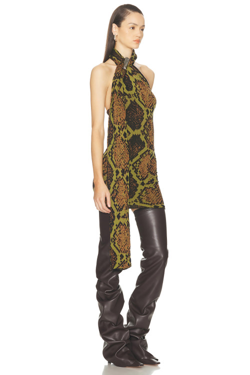 2025 New fashion Snake print pattern High quality Open back Sexy Elegant Woman's Mini Dress