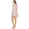Tiered ruffle sleeves Back bow detail Sheer lace sleeves High neckline Woman's Mini Dress